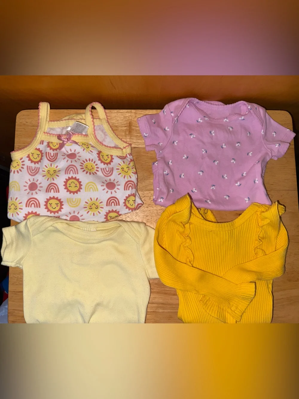 Kids One-Piece Bundle - Yellow, Pink, Cream, Mustard Sun Print